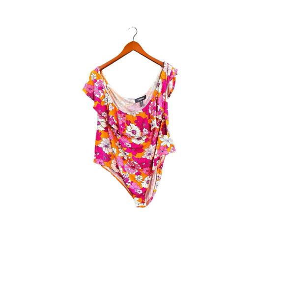 Modcloth Tops - MODCLOTH Honolulu Body Suit Sz 3XL Floral Off Shoulder Ruffle Summer Beachy